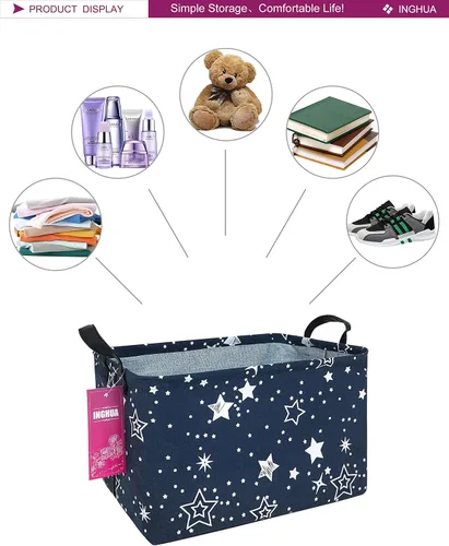 Miniatura 3 de Cesta de almacenamiento rectangular de tela, organizador de cesta para juguetes, libros, ropa, regalos, mascotas - Perfecta para el hogar, oficina