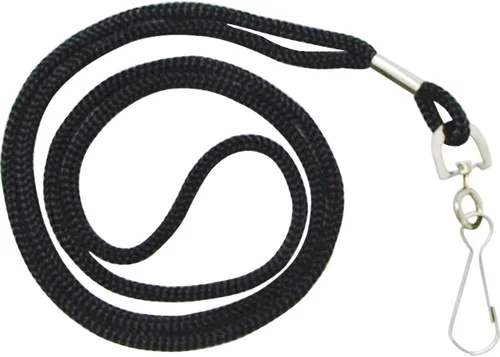 HOSL Cordones de nailon negro, paquete de 100 cordones a granel para tarjetas de identificación de oficina con gancho giratorio (moderno/ajustado,