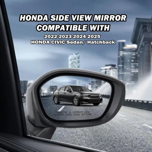 Miniatura 4 de Espejo lateral derecho del pasajero compatible con Honda Civic Sedan/Hatchback 2022, 2023, 2024, 2025, espejos con cristal eléctrico, sin 3 pines-BK