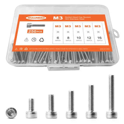 Miniatura 20 de Tornillos de cabeza hexagonal M3 x 0.157 in, 0.236 in, 0.315 in, 0.394 in, 0.472 in, acero inoxidable 304, máquina métrica totalmente roscada