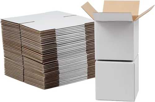 Cajas de envío de 4 x 4 x 4 pulgadas, juego de 40, caja de cartón corrugado blanca para envío postal de documentación para pequeñas empresas Blanco