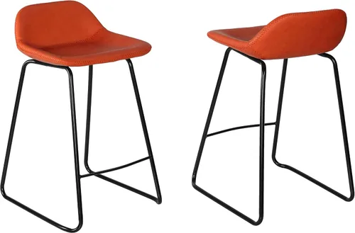 Miniatura 12 de Cortesi Home Ava - Taburetes de piel sintética color negro carbón (juego de 2)