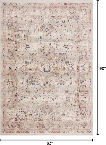 Miniatura 2 de Abani Alfombra tradicional vintage de 5 pies 3 pulgadas x 7 pies 6 pulgadas, colección Babylon, alfombra envejecida de medallón oriental, alfombras