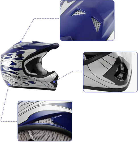 Miniatura 5 de TCMT Casco de motocross para jóvenes, certificado por DOT, casco de motocross ATV de cara completa para niños con gafas, guantes y bolsa para casco