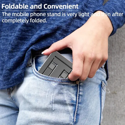 Miniatura 4 de Soporte para teléfono celular, totalmente plegable, altura ajustable, soporte de teléfono de aleación de aluminio para escritorio/oficina