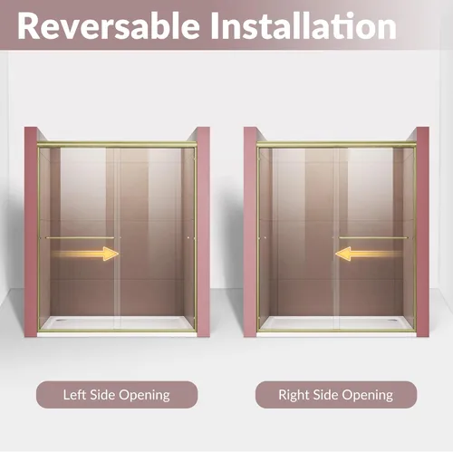Miniatura 8 de Puerta de regadera corrediza semi-sin marco ELEGANT 60 pulgadas de ancho x 72 pulgadas de alto, puerta de regadera para baño con vidrio transparente