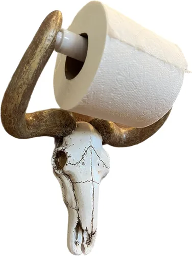 Miniatura 2 de Soporte de papel higiénico de pared con calavera de toro/vaca - Decoración rústica de baño occidental