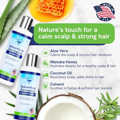 Miniatura 3 de Juego de champú y acondicionador sin sulfato y sin fragancia, seguro para la dermatitis seborreica, para calmar el cuero cabelludo seco