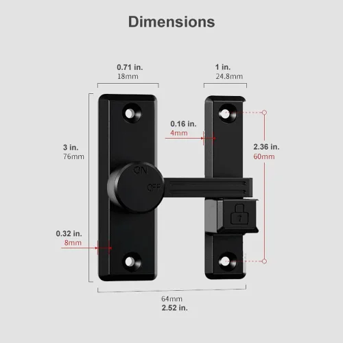 Miniatura 4 de ETEKJOY Cerradura de cierre abatible de 90/180 grados de apertura izquierda/derecha deslizante/oscilante para puerta de seguridad del hogar