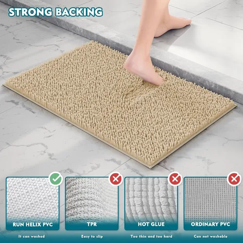 Miniatura 4 de Juego de alfombras para baño de 3 piezas, juego de alfombrillas antideslizantes, alfombras de baño extra suaves, juego de alfombrillas de baño