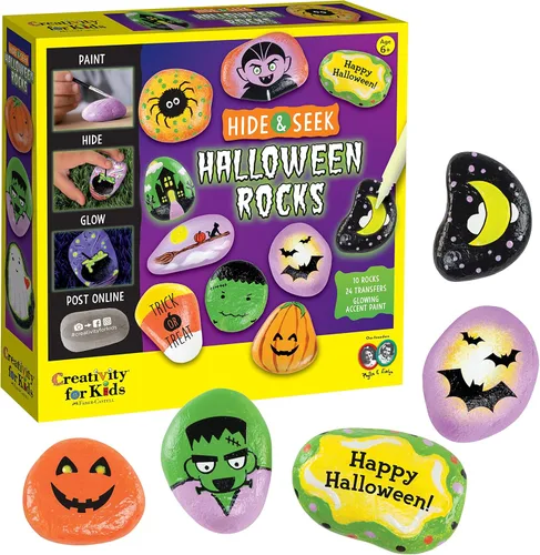 Miniatura 10 de Creativity for Kids Kit de pintura de rocas para escondidas navideñas Pintura, decora y oculta 10 rocas festivas Kit de manualidades navideñas