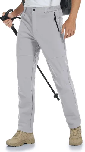 GAXIDES Mens Snow Ski Waterproof Insulated Softshell Snowboard Pants Outdoor Hiking Fleece Lined