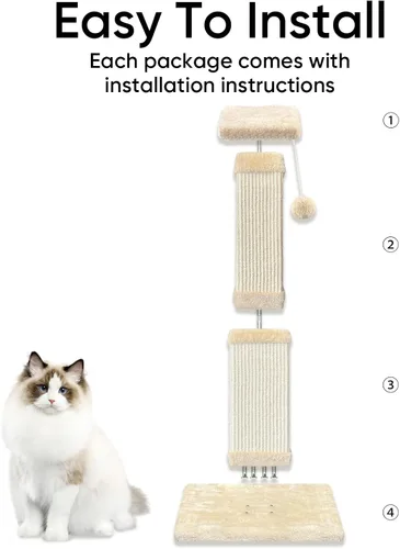 Miniatura 4 de Poste rascador para gatos grandes, rascador de gatos para gatos de interior y adultos, poste rascador de sisal resistente para proteger muebles, 32