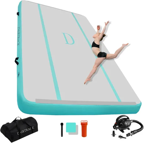 Miniatura 17 de DAIRTRACK Colchoneta inflable de gimnasia de 10/13/16/20 pies para uso doméstico/gimnasio/entrenamiento/animadora/yoga/agua
