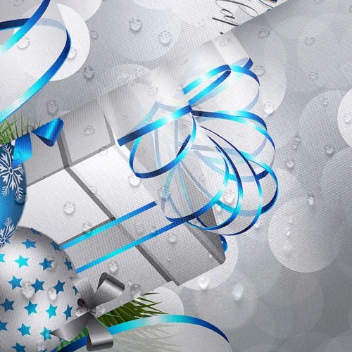 Miniatura 5 de DYNH Cortina de ducha navideña, feliz Navidad, bola y caja de Navidad plateada y azul para cortinas de baño de Año Nuevo, cortina de ducha de tela