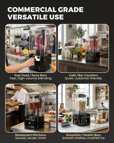 Miniatura 9 de WantJoin - Licuadora comercial profesional con carcasa reductora de ruido, de 2200 W, de potencia industrial fuerte y silenciosa, grado profesional