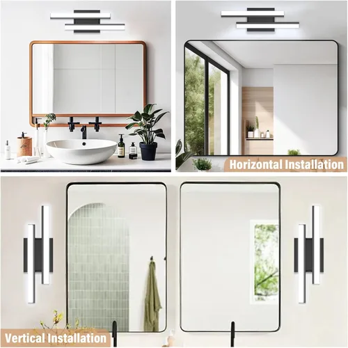Miniatura 4 de Barra de luz LED para tocador de baño de 18 pulgadas, accesorio de iluminación sobre espejo de 18 W, 5000 K, barra de luz negra para tocador