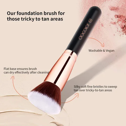 Miniatura 5 de Docolor 6+1 esponjas de maquillaje y brocha, esponja de belleza para mezclar base y cepillo Kabuki de parte superior plana, líquido, crema, polvo