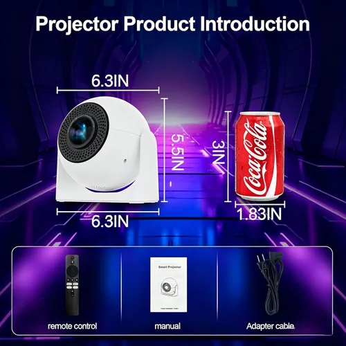Miniatura 6 de Mini proyector portátil con Bluetooth, proyector compatible con 1080P 4K, proyector de video de corrección Keystone de enfoque automático, proyector