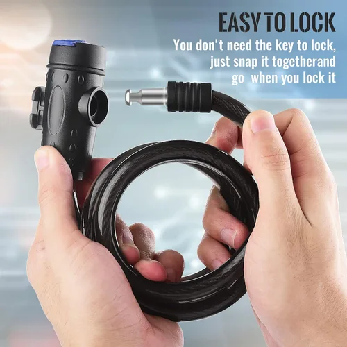 Miniatura 3 de Candado de bicicleta, [4 pies/3.9 ft] Diyife - Candados de cable para bicicleta con 2 llaves, resistente a la intemperie, cable de seguridad