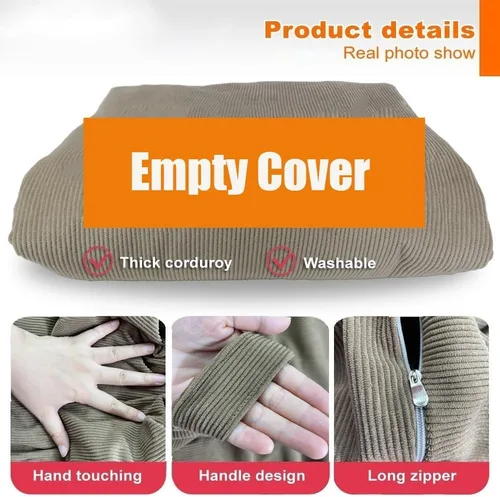 Miniatura 4 de Funda de sofá de pana para puf, puf otomano, puf grande, puff sac reclinable, asiento de esquina para el suelo, futón (color café, tamaño: 27.6 in)