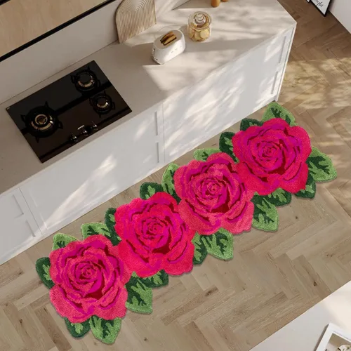 Miniatura 8 de USTIDE Alfombra esponjosa de rosa para piso, alfombra suave y peluda, alfombra hecha a mano, alfombras modernas, alfombras lavables para sala