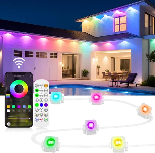 RaThun Luces Permanentes para Exteriores, Luces LED Inteligentes RGB+IC de 200 pies para Exteriores con 16 Millones de Colores Personalizables,