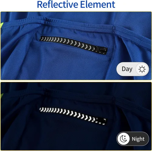 Miniatura 26 de BERGRISAR Camisetas básicas de ciclismo para hombre, manga corta, bolsillos con cremallera