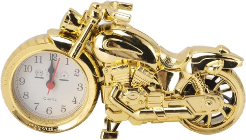 Topyond Reloj despertador de motocicleta para niños, reloj de escritorio de metal vintage, reloj retro de decoración de motocicleta, reloj de mesa