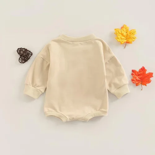 Miniatura 14 de Ropa de Halloween para bebé niña, sudadera con estampado de calabaza, mameluco de burbujas, lindo traje de Acción de Gracias de otoño