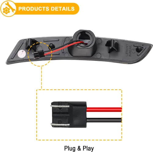 Miniatura 5 de R&F Auto Lentes Ahumados 4PCS Luces LED de Marcador Lateral Ámbar Rojo Compatibles con Camaro 2016-2024, Repuesto para Lámparas de Marcadores