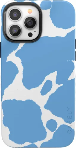 Casely Funda para iPhone 13 Pro | Estado de Ánimo Actual | Estampado de Vaca Azul Claro | Compatible con MagSafe | Diseño de Protección Audaz