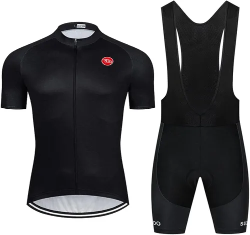 SUDUSUDO Conjunto de camiseta de ciclismo para hombre, manga corta, transpirable, con relleno de gel 20D