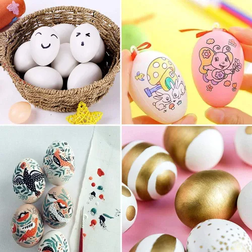 Miniatura 5 de Paquete de 30 huevos de plástico blanco, huevo de Pascua falso, pollo artificial para manualidades, pintura, fiesta, decoración del hogar, niños