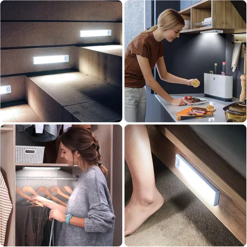 Miniatura 7 de Paquete de 6 luces inalámbricas para debajo del gabinete, 32 luces LED recargables con sensor de movimiento para interiores, luces magnéticas Luz