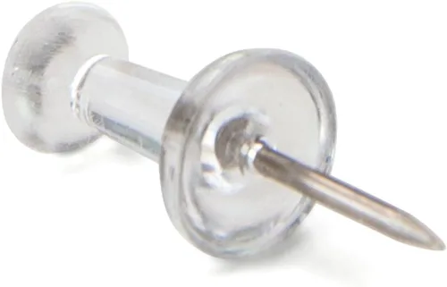 Miniatura 2 de U Brands Pasadores de empuje, chinchetas de plástico transparente, punta de acero, 200