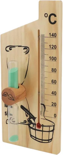 Karlak Sauna Thermometer Hourglass 15 Minute Sand Timer 0 to 140 Celsius Degree Temperature Wall Mount Sauna Accessory