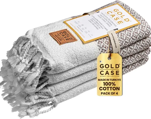 Miniatura 41 de Gold CASE - Juego de 4 Toallas de Mano Turcas para Baño, 20 x 40 pulgadas, Toallas de Baño 100% Algodón, Toalla Pequeña de Cocina Aphrodite