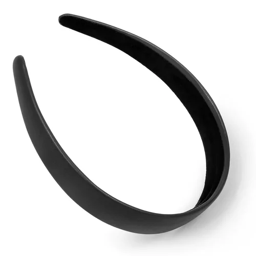 Miniatura 2 de Huachi Diademas negras para mujer, diadema negra de piel sintética para mujeres y niñas, banda de plástico duro para cabeza de colores sólidos