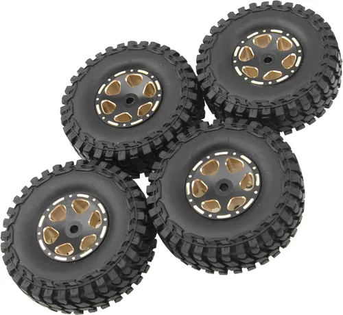 Miniatura 4 de ShareGoo Brass 1.0 Beadlock llanta de rueda y neumático de goma de 2.16 pulgadas con espuma compatible con Axial SCX24 AXI90081 AXI00001 AXI00002