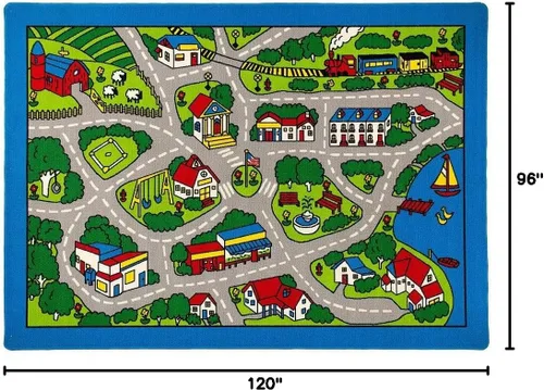Miniatura 2 de Champion Rugs Alfombra para niños/habitación de bebé/guardería/aula/sala de juegos. Carreteras. Ciudad. Ciudad. Pistas de autos de carreras.