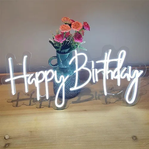 Miniatura 6 de Letrero de neón de feliz cumpleaños de 23.6 x 9.45 pulgadas, letrero de neón personalizado para fiesta, letrero de pared, decoración de dormitorio