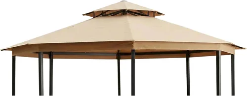 Garden Winds Cubierta superior de repuesto RipLock 350 reforzada compatible con modelos Star Octagon Gazebo TPG8061, DH-TPG-8061-1N, color beige