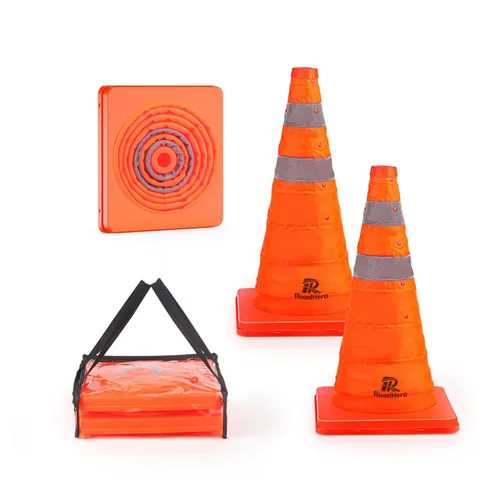 Miniatura 16 de RoadHero Paquete de 4 conos plegables de seguridad de tráfico de 28 pulgadas, conos emergentes multiusos con collar reflectante para seguridad vial