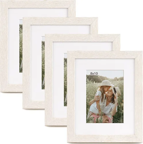 Miniatura 20 de Momentworth Portarretratos de 4 x 6 pulgadas con paspartú para 3.5 x 5 pulgadas, marcos de fotos con grano de madera negra envejecida para pared