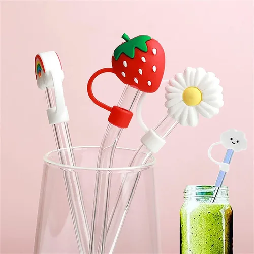 Miniatura 6 de 10 fundas de popote para popotes reutilizables, protector de paja con forma colorida para popotes de 6 a 0.315 in, sellado hermético a prueba