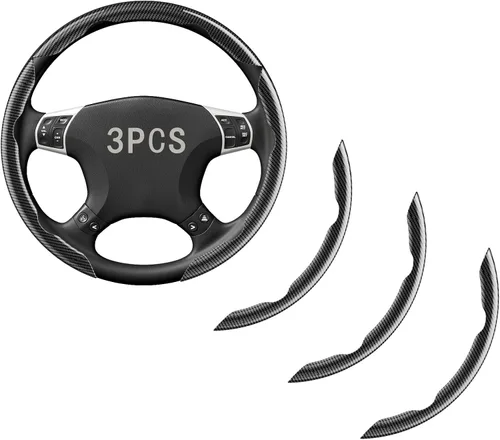 Fundas para volante, 3 piezas de fibra de carbono antideslizante con clip en el volante del automóvil, protector universal para la mayoría de ruedas