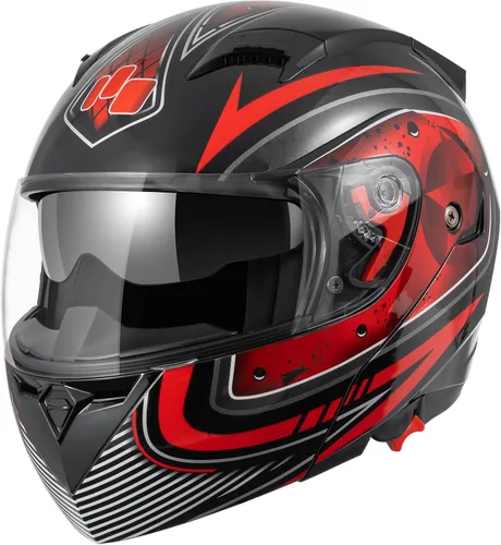 Miniatura 2 de DOT Approved Modular Flip-Up Dual Visor Motorcycle Full Face Helmet for Adults Men & Women with 2 Removable Visors (1 Clear + 1 Tinted)，Suitable for