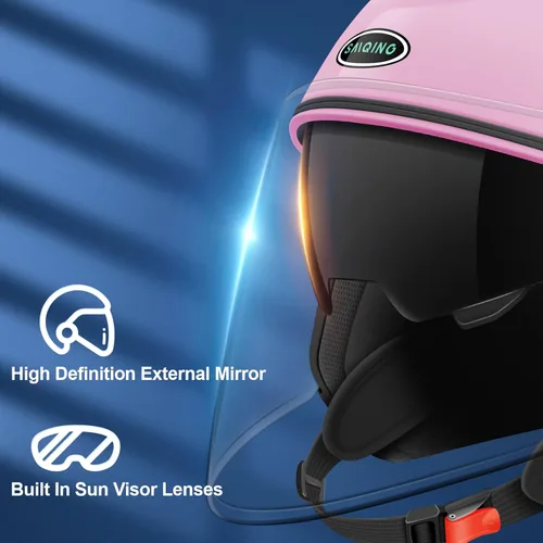 Miniatura 3 de Casco de motocicleta abierto para adultos 3/4, con doble visera, para moto, scooter, ebike, ciclomotor, para hombres y mujeres, aprobado por el DOT