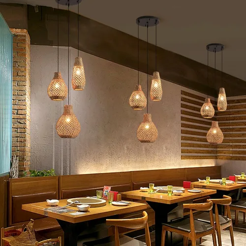 Miniatura 3 de Lámpara colgante de ratán de 3 luces, estilo bohemio, tejido de mimbre, costero, para colgar en el techo, para cocina, isla, sala de estar, comedor